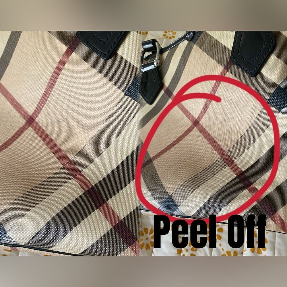 Burberry Checkered 9”x15” Tan and Black Red Shoulder Bag 100% Authentic - Picture 12 of 17